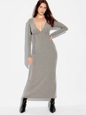Wild Fable Long Sleeve V-Neck Maxi Dress in Gray. Sz L.